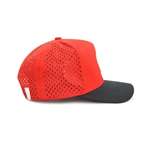 Quick Dry Performance Custom Logo Two Tone Golf <b>Hat</b> 5 Panel Custom Back Woven Tag Laser Perforated Adjustable Snapback Closure - Product Image 6
