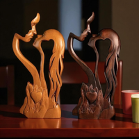 Statue de couple amoureux en bois durable, écologique, faite à la main, style Art déco, décoration de table romantique pour la maison, Saint-Valentin