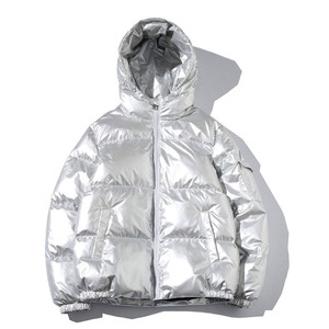 Chaqueta acolchada informal con bordado personalizado de color metálico dorado, longitud Regular con cremallera, abrigo de burbujas de Material cálido para invierno para hombre - Product Image 5