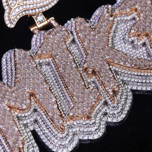 Colgante de Plata de Ley 925 con Incrustaciones de Diamantes Cultivados en Laboratorio, Estilo Hip Hop, Personalizado con Letras y Nombres, Venta al por Mayor - Product Image 2