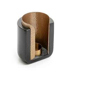 Porte-bougie chauffe-plat en marbre et métal, finition plaquée or, design personnalisé, best-seller - Product Image 1