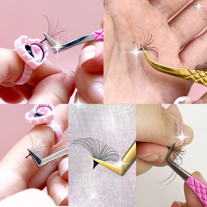 Venta al por mayor de pinzas para extensión de pestañas Punta de fibra de plástico plata profesión logotipo personalizado volumen pinzas para pestañas - Product Image 4