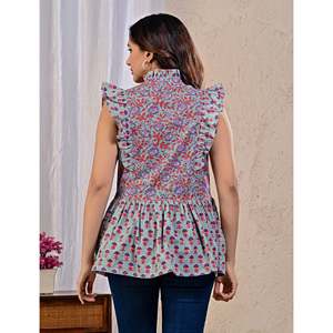 Blusa de Popelina de Algodón con Estampado Floral Pastel Jaal - Product Image 6
