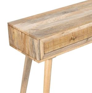 Table console de Style moderne nordique deux tiroirs en rotin boutons en laiton jambes coniques bois de manguier naturel pour Villa hôtel pour couloir - Product Image 6