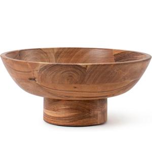 Cuenco para mezclar ensaladas de madera de primera calidad, cuenco redondo de madera de acacia Natural para servir para cocina, comedor, decoración del hogar, regalo de exhibición de alimentos - Product Image 5