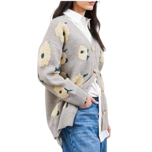 Áo len cardigan nữ dệt kim lỏng lẻo Chất lượng cao thoáng khí chống Đóng cọc mùa thu đông tiêu chuẩn họa tiết hình học giản dị - Product Image 4