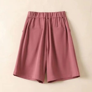 2025กางเกงขาสั้นเอวสูงสำหรับผู้หญิงแฟชั่นเกาหลีกางเกงขากว้างสำหรับฤดูร้อนกางเกงลำลองสีพื้นระบายอากาศได้แบบหลวมมีกระดุม - Product Image 6