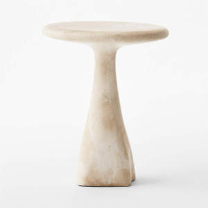 Mesa auxiliar de mármol crema de tendencias elegantes, muebles de piedra hechos a mano de lujo modernos minimalistas para decoración de sala de estar, muebles para el hogar - Product Image 4