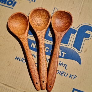 Juego de utensilios de madera de coco ecológicos, cuchara vegana grabada para café, té, hogar, restaurante, bodas, grandes obsequios de espejo - Product Image 1