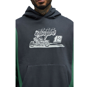 Sudadera con Capucha para Hombre, Estilo Vintage, Holgada, de Algodón, con Estampado Gráfico, Manga Larga, Color Verde Gris Lavado - Product Image 3