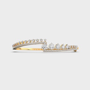 IGI Certified Round Lab Grown Diamond Dual Row Crown Bangle Bracelet in 14K Yellow / White / Rose Gold - Product Image 3