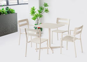 Ensemble de meubles contemporains de bistro pour patio extérieur 4 places empilables et légers en aluminium extrudé anticorrosion pour centre de restauration - Product Image 5