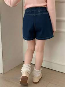 Shorts de Mezclilla para Niñas, Transpirables, Estampados, de Cintura Alta, Pierna Ancha, Casuales, para Uso Diario en Verano - Product Image 3