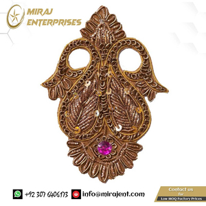 Proveedor de insignias bordadas a mano de lingotes personalizados | Apliques de Cachemira doble con cuentas a mano Gema Rosa Lingotes de oro Renacimiento DIY - Product Image 5