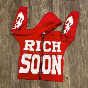 <b>Men</b> Distressed Embroidery Hoodie 100% Cotton Warm Fleece Pullover Sweatshirt <b>for</b> Winter Wear - Product Image 4