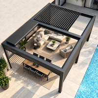 Pergola motorisée rétractable en aluminium, toit à lames orientables imperméable, pare-soleil électrique entièrement automatique pour terrasse arrière-cour