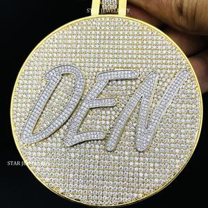 Pendentif avec logo Moissanite personnalisé, Pendentif avec logo personnalisé Moissanite VVS, Pendentif Moissanite personnalisé, Pendentif Moissanite Hip Hop en argent - Product Image 2