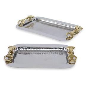 Plateau de service en métal avec poignée en forme de mors de cheval, plateaux décoratifs, artisanat, plats personnalisés de grande taille, petit plateau de luxe de grande taille, ensemble de décoration - Product Image 2