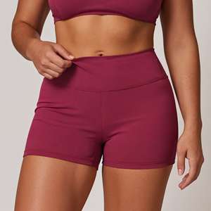 Pantalones cortos atléticos de yoga para mujer de cintura alta ajustados con estilo, pantalones cortos de entrenamiento para mejorar el rendimiento de los glúteos sólidos - Product Image 3