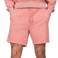 Shorts Bermuda Homme OEM de Haute Qualité en Coton Corail Uni avec Cordon de Serrage à la Taille et Poches, Style Décontracté, Taille Mi-Haute, Tissu Tricoté