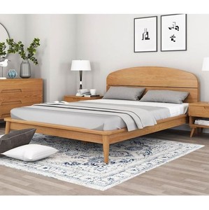 Lit en bois de teck moderne Couleur naturelle Meubles en bois de taille King size - Product Image 1