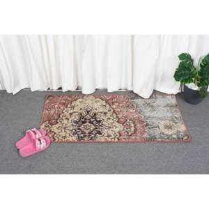 Tapis Vintage Turc Beige Rouge 1.7 X 3.2ft Grande Surface Style Kilim Motif Abstrait Laine avec Support en Latex pour Couloir Chambre - Product Image 4