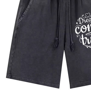 Pantalones cortos atléticos de verano para hombres adultos con lavado ácido, pantalones cortos transpirables con cordón para hombres con logotipo y diseño personalizados - Product Image 4