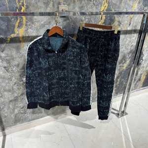 Vêtements de sport décontractés pour hommes, veste zippée et pantalon de jogging, tenue d'entraînement deux pièces à la mode, hauts actifs - Product Image 2