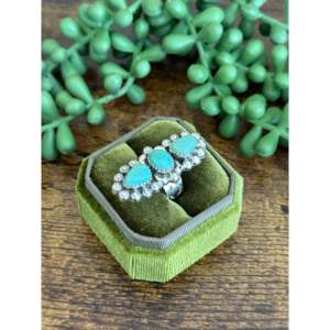 Southwest Handmade Kingman Turquoise <b>Sterling</b> <b>Silver</b> <b>Adjustable</b> Cluster <b>Ring</b> - Product Image 3