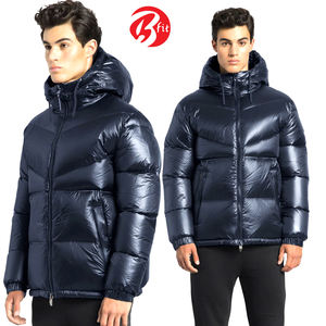 Hot Selling Custom Heavyweight <b>Men's</b> Hooded Puffer <b>Jacket</b> Breathable Canvas with Stand Collar New Design - Product Image 3