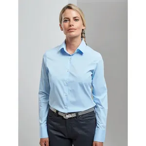 Camiseta Polo de Manga Larga para Mujer, Corte Ajustado, Popelina, Artículo Promocional - Product Image 1