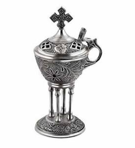 Collection d'été Brûleur d'encens en laiton nickelé Encensoir religieux Autel pour fournitures d'église Rituel spirituel Prière Culte - Product Image 4