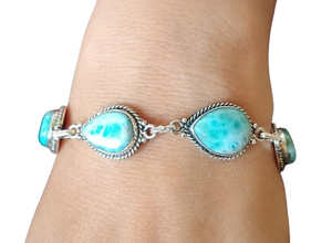 Trending 925 <b>Sterling</b> <b>Silver</b> Larimar Gemstone <b>Bracelet</b> Jewelry Handmade <b>Silver</b> Boho Style <b>Bracelet</b> Jewelry For <b>Women</b> Gift For - Product Image 1
