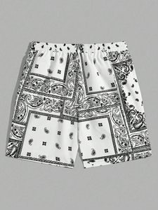 Pantalones cortos estampados de tendencia para hombre, bolsillos estampados, cintura elástica, Hip Hop, algodón Vintage, pantalones cortos de lavado ácido personalizados para hombre - Product Image 2