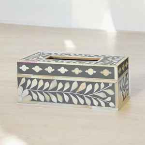 Boîte à mouchoirs rectangulaire de luxe faite à la main Conteneur décoratif personnalisé Conception d'incrustation d'os pour la maison Hôtels Boîtes de rangement Bacs - Product Image 3