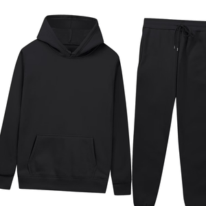 Conjunto Deportivo Informal de Invierno para Hombre y Mujer, Sudadera con Capucha Negra y Pantalones Jogger, Venta al Por Mayor de Fábrica, Logotipo Personalizado OEM - Product Image 4