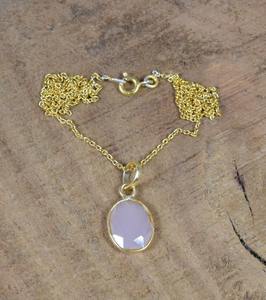 Boho Style cadeau pour l'amour femmes mode pendentif Rose Quartz pierres précieuses 925 collier en argent Sterling avec 925 bijoux estampillés - Product Image 3