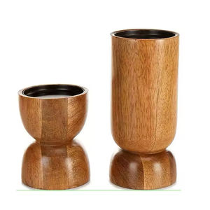 Bonne qualité Vintage Design couleur naturelle pur bois de manguier bougeoir Style moderne décoration de table de mariage - Product Image 4