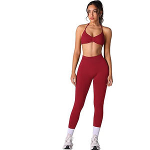 Athletic yoga <b>sets</b> lightweight stretch textile breathable <b>top</b> <b>leggings</b> flexible training gear - Product Image 1