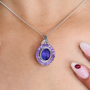 Pendentif en argent 925 véritable avec améthyste naturelle ovale et ronde, sertie en clos, finition polie, vente directe usine, cadeau pour elle - Product Image 5