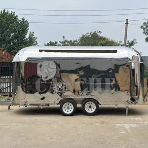 Chariot de crème glacée en acier inoxydable rapide Hot Dog Pizza BBQ Concession Food Trailer Mobile Airstream Food Truck avec cuisine complète