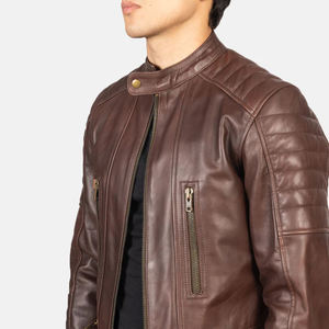Chaqueta de cuero OEM Premium para hombre 2025, ropa de abrigo de cuero genuino personalizada, ropa de calle de moda de motorista elegante, proveedor mayorista a granel - Product Image 6