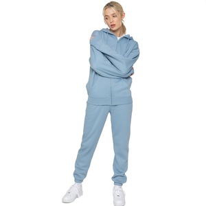 Ensemble deux pièces personnalisé pour femmes Streetwear d'hiver Survêtement élastique Veste à capuche avec fermeture éclair Pantalon évasé Techniques lavées - Product Image 1
