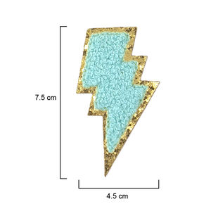 Patch en chenille brodé à la main en forme de foudre pour chapeaux et design de mode - Product Image 2