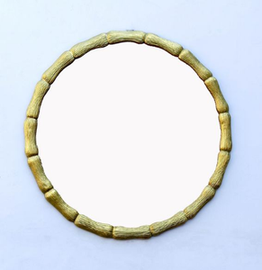 Espejo de pared redondo de diseño de bambú de Metal de latón AK, espejo de pared colgante hecho a mano moderno con acabado dorado para decoración de pared/Decoración de dormitorio - Product Image 1