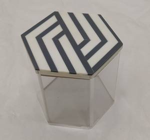 Boîte de rangement de luxe pour la maison ustensiles de cuisine accessoires Design moderne couleur claire forme ronde acrylique et bois boîtes de rangement bacs pot - Product Image 3