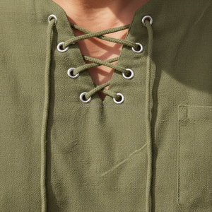 Camiseta con cordones 100% algodón, oversize, de alta calidad, transpirable, venta al por mayor, pedido a granel, OEM, etiqueta privada personalizada - Product Image 5