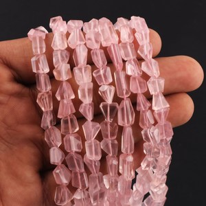 Perles de pépite à facettes en quartz rose perles de pépite de quartz rose naturel 6x8-9x12mm perles en vrac pour la fabrication de bijoux bonnes fournitures - Product Image 3