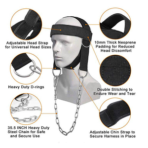 Heavy-Duty Neck Muscle Training Head <b>Harness</b> Comfortable Weightlifting Gear with Steel Chain and Soft Padding for Support - Product Image 3