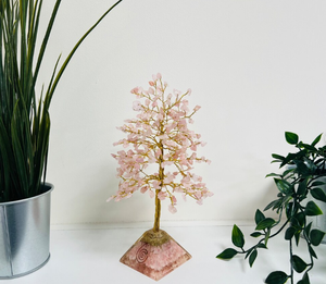 Árbol de cuarzo rosa natural al por mayor para decoración navideña, decoración del hogar, árbol de cristal, árbol de ágata con base piramidal de orgón - Product Image 4